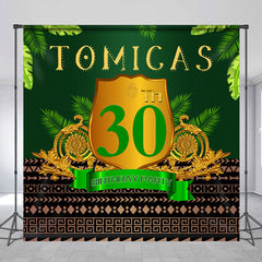 Lofaris Personalized Brown Pattern Leaves 30Th Birthday Backdrop