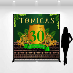 Lofaris Personalized Brown Pattern Leaves 30Th Birthday Backdrop