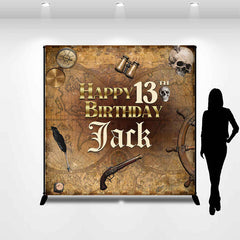 Lofaris Personalized Brown Pirates Boy 13th Birthday Backdrop