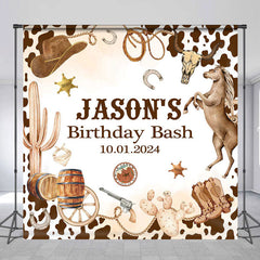 Lofaris Personalized Brown Western Cowboy Birthday Backdrop