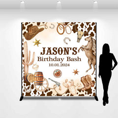 Lofaris Personalized Brown Western Cowboy Birthday Backdrop