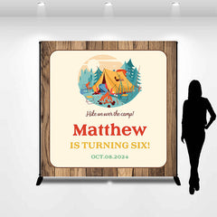 Lofaris Personalized Brown Wood Camping 6Th Birthday Backdrop