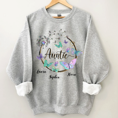 Lofaris Personalized Butterfly Dandelion Auntie Sweatshirt