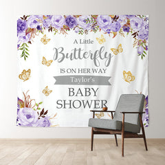 Lofaris Personalized Butterfly Floral Baby Shower Backdrop