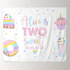 Lofaris Personalized Cake Donut White 2rd Birthday Backdrop