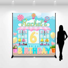 Lofaris Personalized Candy Dessert Shop 6th Birthday Backdrop