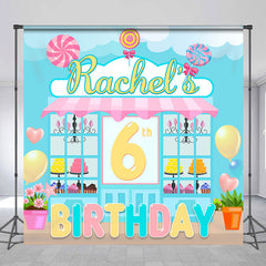 Lofaris Personalized Candy Dessert Shop 6th Birthday Backdrop