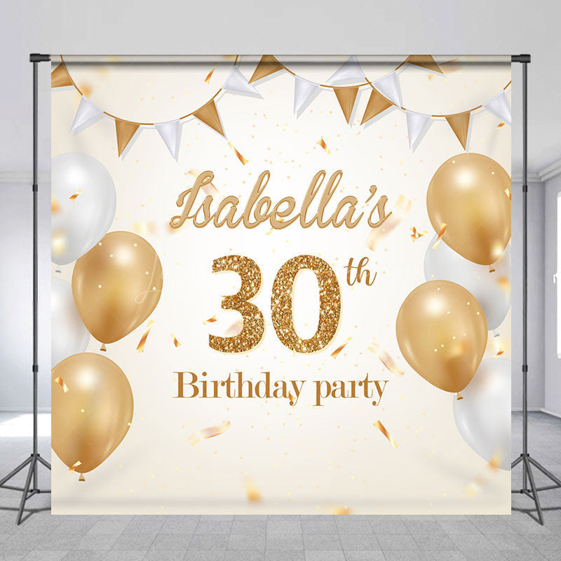 Lofaris Personalized Champagne Color 30th Birthday Backdrop