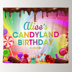 Lofaris Personalized Chocolate Candys Rainbow Birthday Backdrop