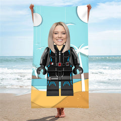 Lofaris Personalized Coastal Lego Soldier Beach Towel With Face
