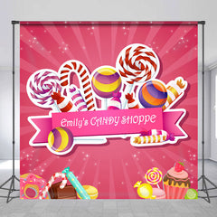 Lofaris Personalized Colorful Candy Shoppe Birthday Backdrop