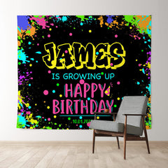 Lofaris Personalized Colorful Graffiti Black Birthday Backdrop