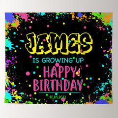 Lofaris Personalized Colorful Graffiti Black Birthday Backdrop