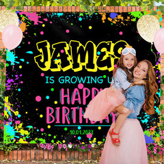 Lofaris Personalized Colorful Graffiti Black Birthday Backdrop