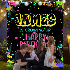 Lofaris Personalized Colorful Graffiti Black Birthday Backdrop