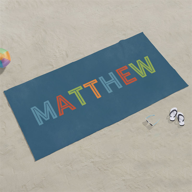 Lofaris Personalized Colorful Name Simple Summer Beach Towel