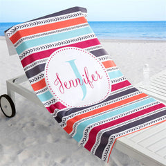 Lofaris Personalized Colorful Stripes And Name Beach Towel