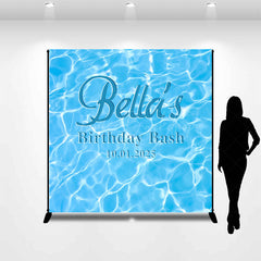 Lofaris Personalized Cool Summer Pool Waves Birthday Backdrop