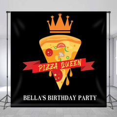 Lofaris Personalized Crown Pizza Queen Birthday Backdrop