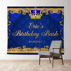 Lofaris Personalized Crown Royal Blue Text Birthday Backdrop