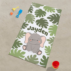 Lofaris Personalized Cute Animal And Name Beach Towel For Kids