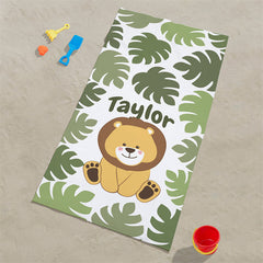 Lofaris Personalized Cute Animal And Name Beach Towel For Kids