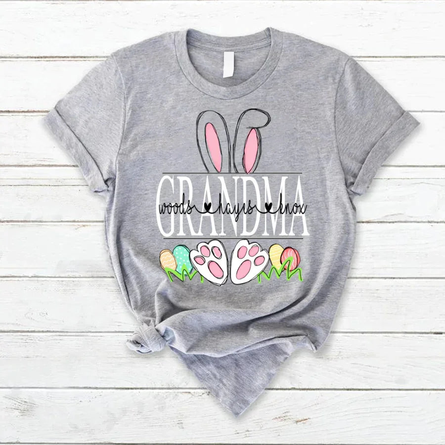 Lofaris Personalized Cute Grandma Easter Eggs Kids T-Shirt