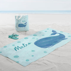 Lofaris Personalized Cute Whale Summer Beach Towel With Name