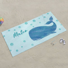 Lofaris Personalized Cute Whale Summer Beach Towel With Name