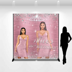 Lofaris Personalized Diamonds Pink 16th Birthday Backdrop