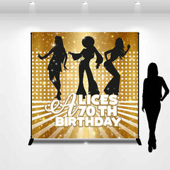 Lofaris Personalized Disco Gold Glitter 70Th Birthday Backdrop