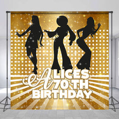 Lofaris Personalized Disco Gold Glitter 70Th Birthday Backdrop