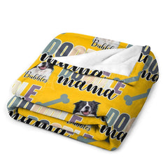 Lofaris Personalized Dog Photo Bones Doodle Mama Blanket