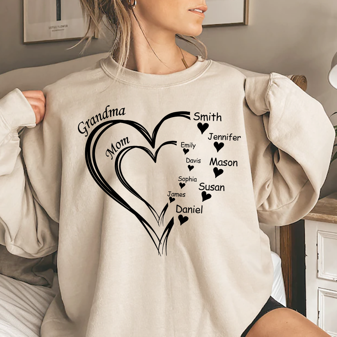 Lofaris Personalized Double Love Mom Grandma Kids Sweatshirt