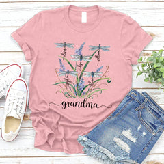 Lofaris Personalized Dragonfly Family Nana Grandkids T-Shirt