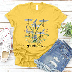 Lofaris Personalized Dragonfly Family Nana Grandkids T-Shirt