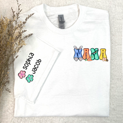 Lofaris Personalized Easter Bunny Flower Nana And Kids T-Shirt