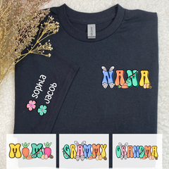 Lofaris Personalized Easter Bunny Flower Nana And Kids T-Shirt