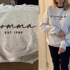 Lofaris Personalized Embossed Nana Est Grandkids Sweatshirt