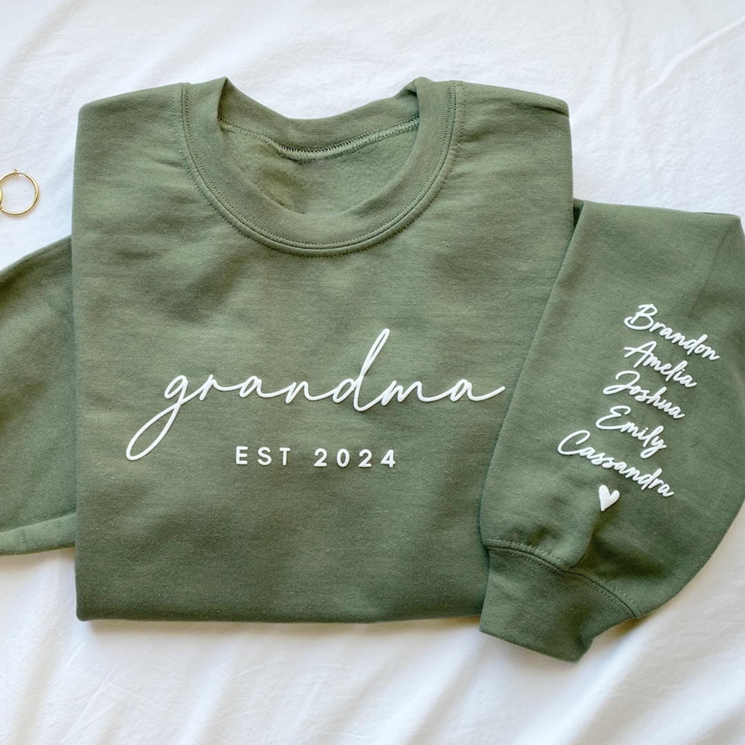 Lofaris Personalized Embossed Nana Est Grandkids Sweatshirt