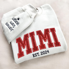 Lofaris Personalized Embroidery red Mimi Est Sweatshirt