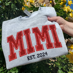 Lofaris Personalized Embroidery red Mimi Est Sweatshirt