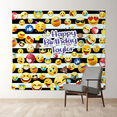 Lofaris Personalized Emoji Funny Birthday Party Backdrop