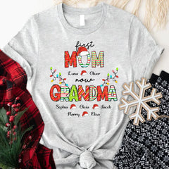 Lofaris Personalized First Mom And Grandma Christmas T-Shirt