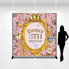 Lofaris Personalized Floral Crown Mirror Birthday Backdrop