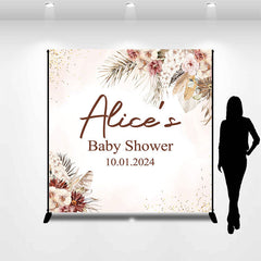 Lofaris Personalized Floral Leaves Baby Shower Backdrop