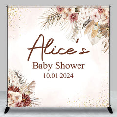 Lofaris Personalized Floral Leaves Baby Shower Backdrop