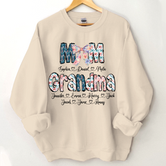 Lofaris Personalized Floral Mom Grandma Love Gift Sweatshirt