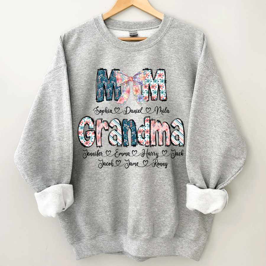 Lofaris Personalized Floral Mom Grandma Love Gift Sweatshirt