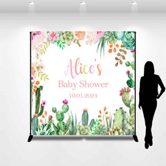 Lofaris Personalized Flower Cactus Baby Shower Backdrop